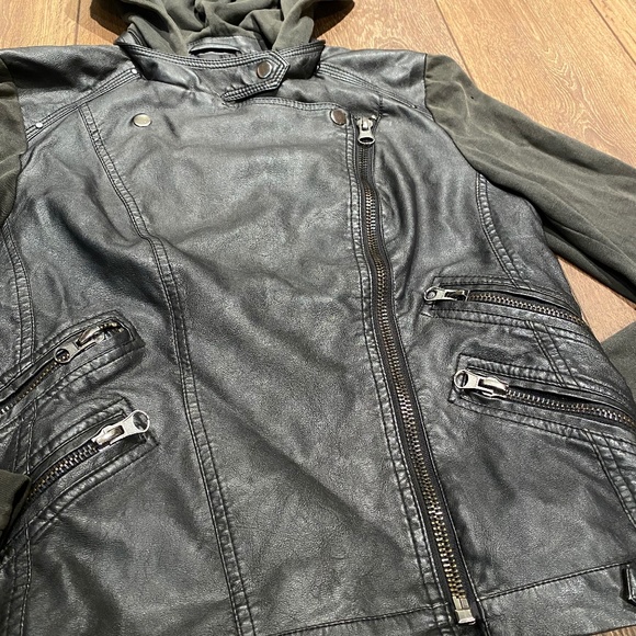 SILENCE AND NOISE Women's Vegan Leather Moto Jacket￨Size Large - Picture 11 of 16